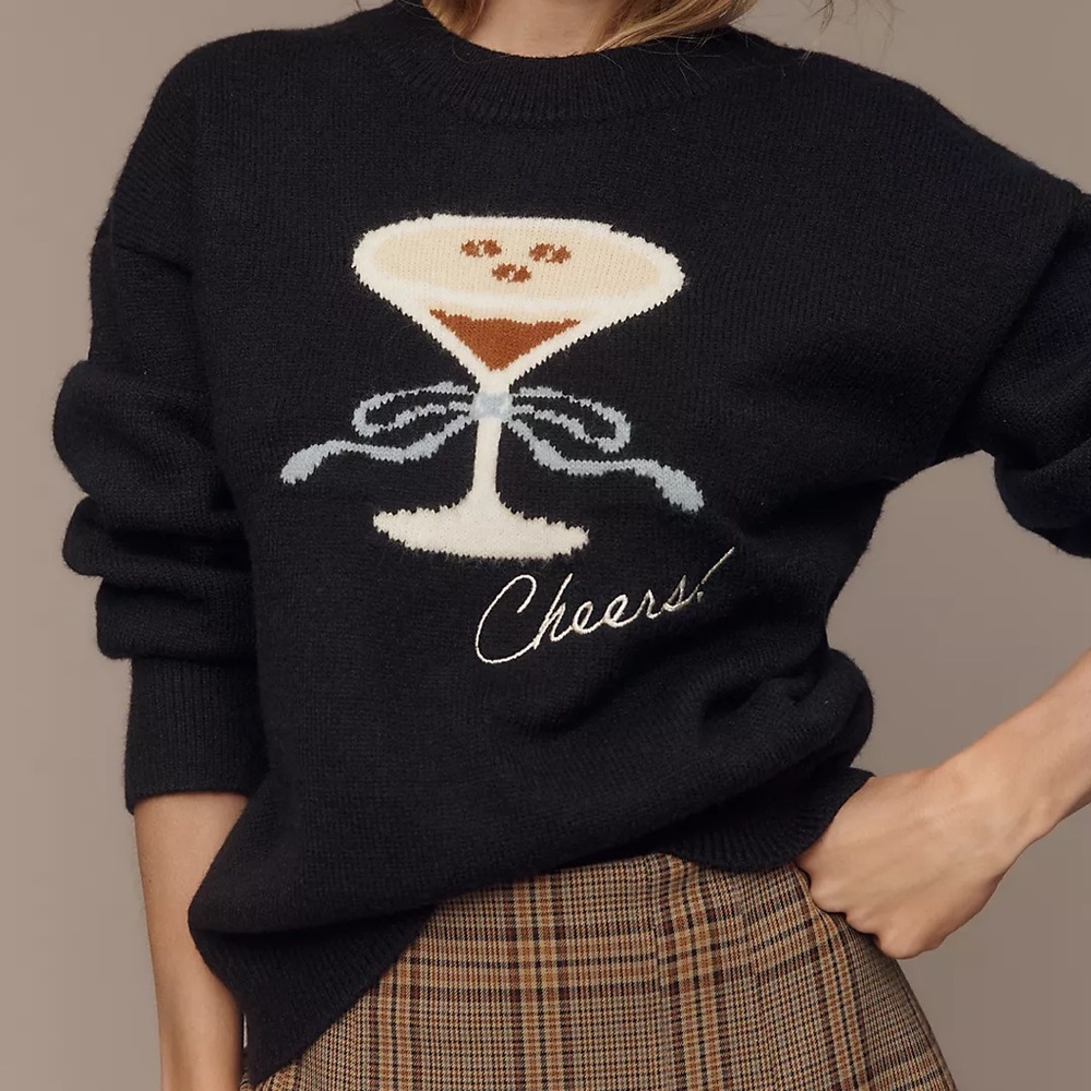 English Factory Cocktail Motif Sweater